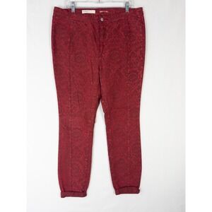 Pilcro Anthropologie Jeans Womens 33 Tall Red AllOver Print Tapered Cotton Blend